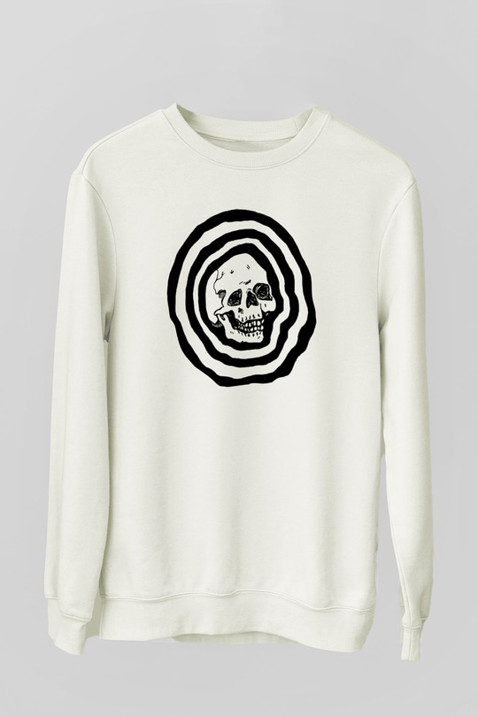 Halloween Baskılı Beyaz Unisex Sweatshirt