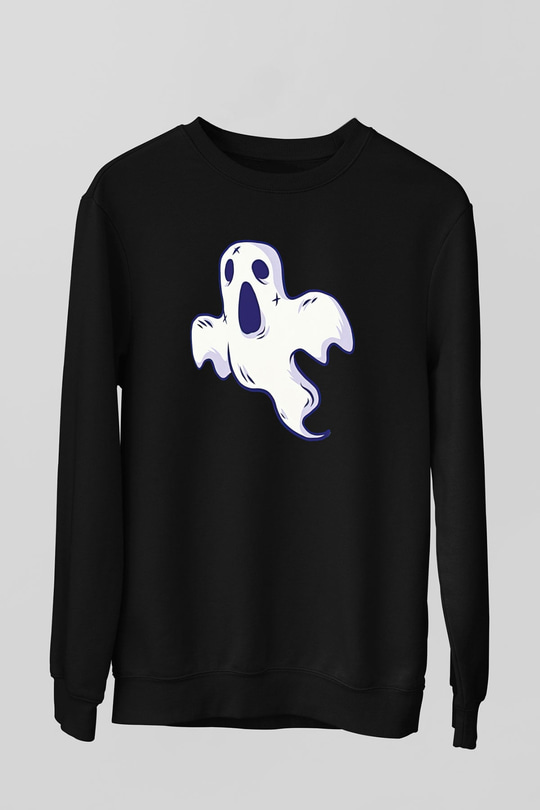 Halloween Baskılı Unisex Siyah Sweatshirt