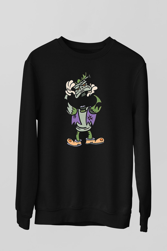 Halloween Baskılı Unisex Siyah Sweatshirt