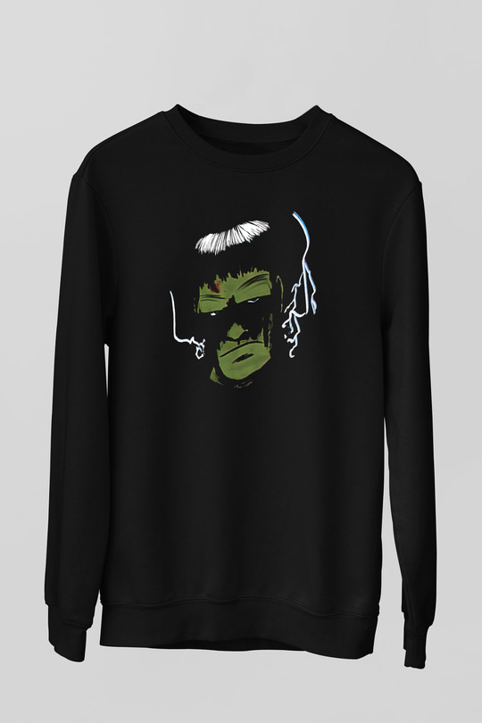 Halloween Baskılı Unisex Siyah Sweatshirt