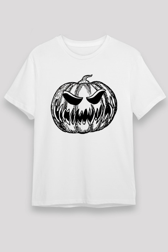 Halloween Unisex Baskılı Beyaz Tişört - Tshirt