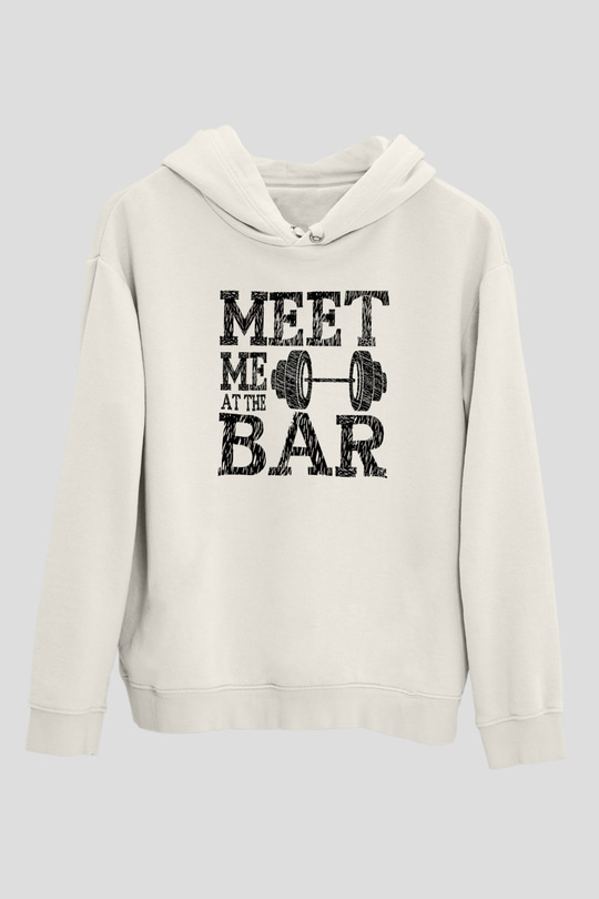 Halter Baskılı Unisex Ekru Hoodie