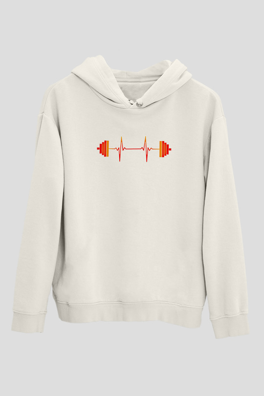 Halter Baskılı Unisex Ekru Hoodie