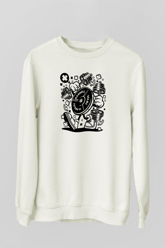 Halter Baskılı Unisex Ekru Sweatshirt