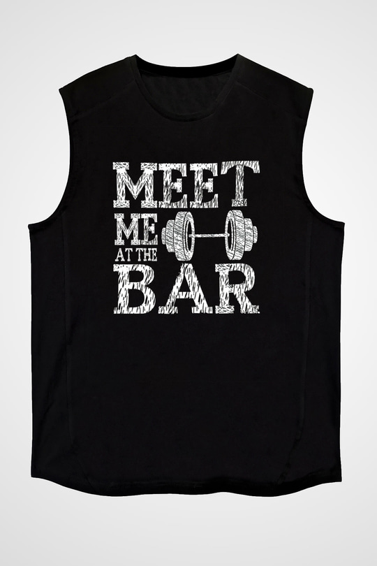 Halter Baskılı Unisex Siyah Kolsuz Tişört