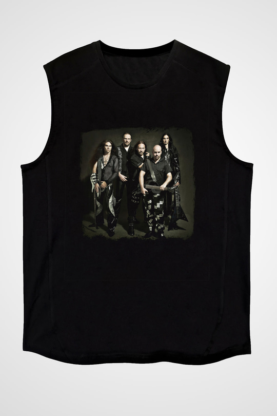 HammerFall Baskılı Unisex Siyah Kolsuz Tişört