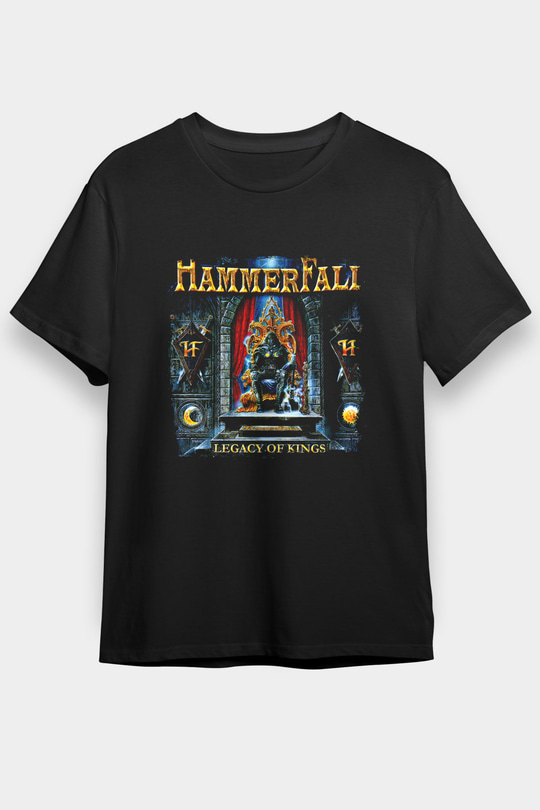 HammerFall Baskılı Unisex Siyah Tişört