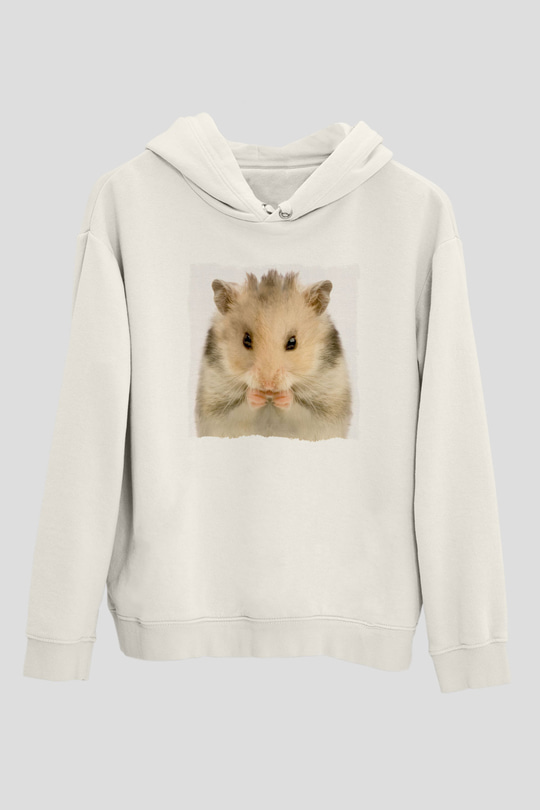 Hamster Beyaz Unisex Hoodie