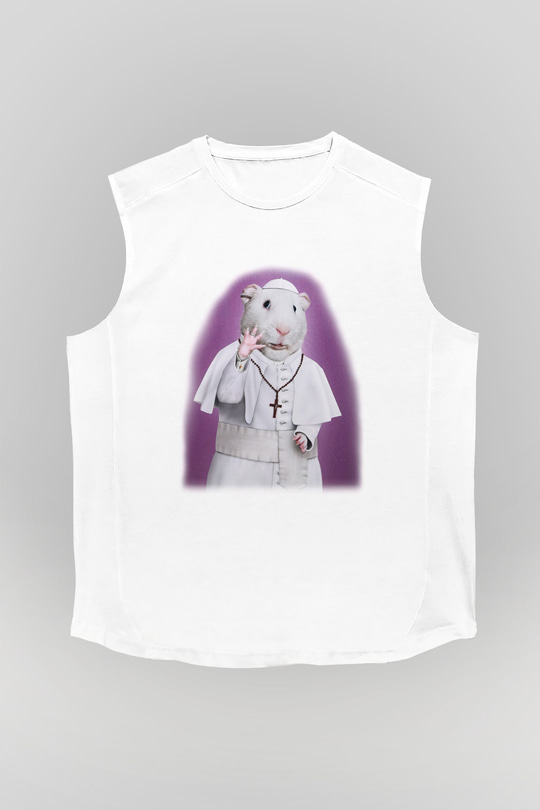 Hamster Beyaz Unisex Kolsuz Tişört