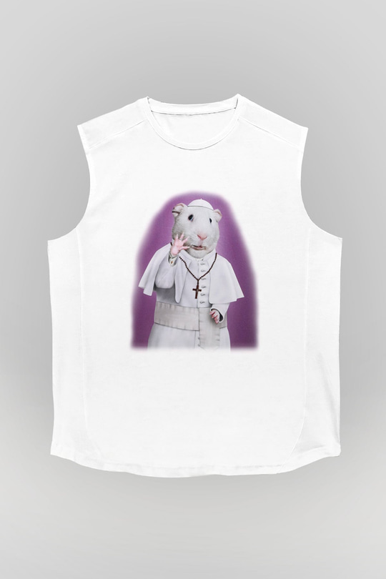 Hamster Beyaz Unisex Kolsuz Tişört