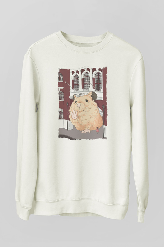 Hamster Beyaz Unisex Sweatshirt