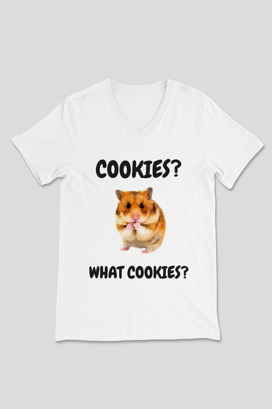 Hamster Beyaz Unisex V Yaka Tişört