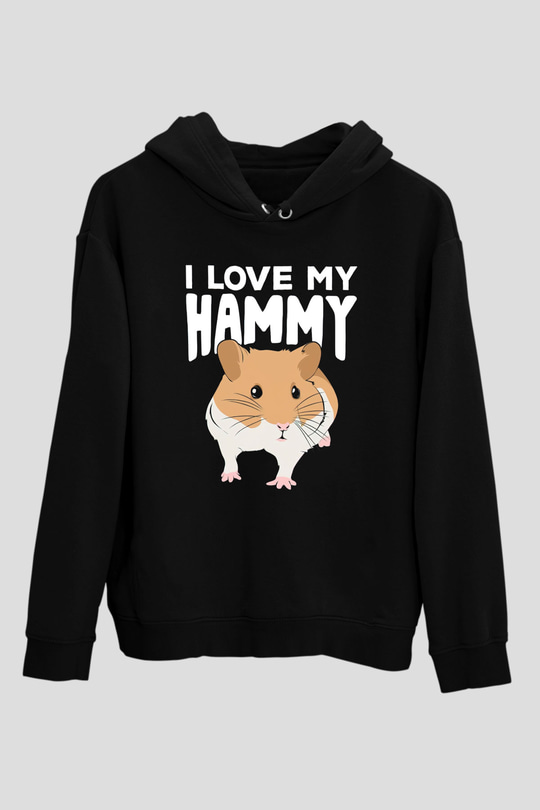 Hamster Siyah Unisex Hoodie