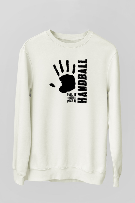 Handball Baskılı Unisex Ekru Sweatshirt