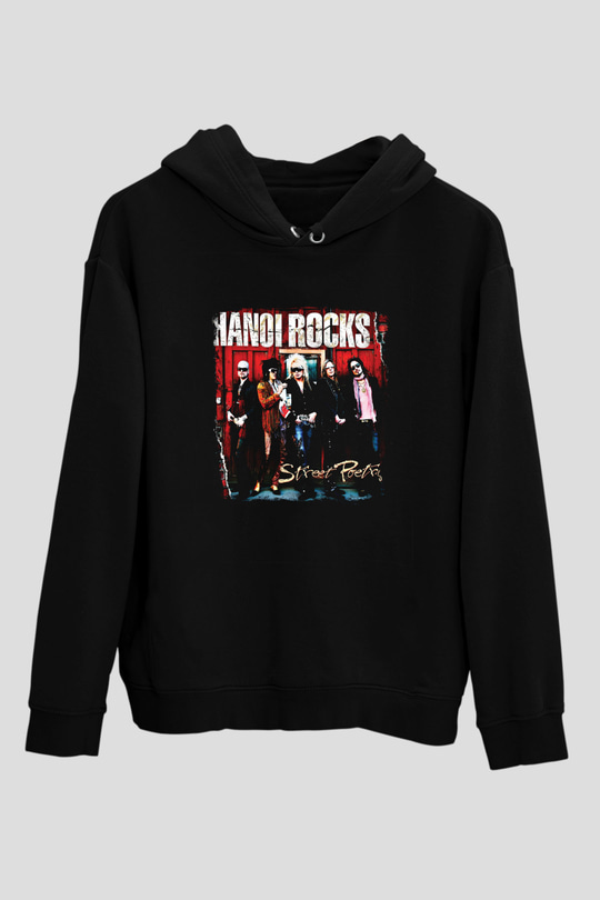 Hanoi Rocks Baskılı Unisex Siyah Hoodie