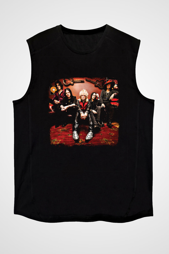 Hanoi Rocks Baskılı Unisex Siyah Kolsuz Tişört