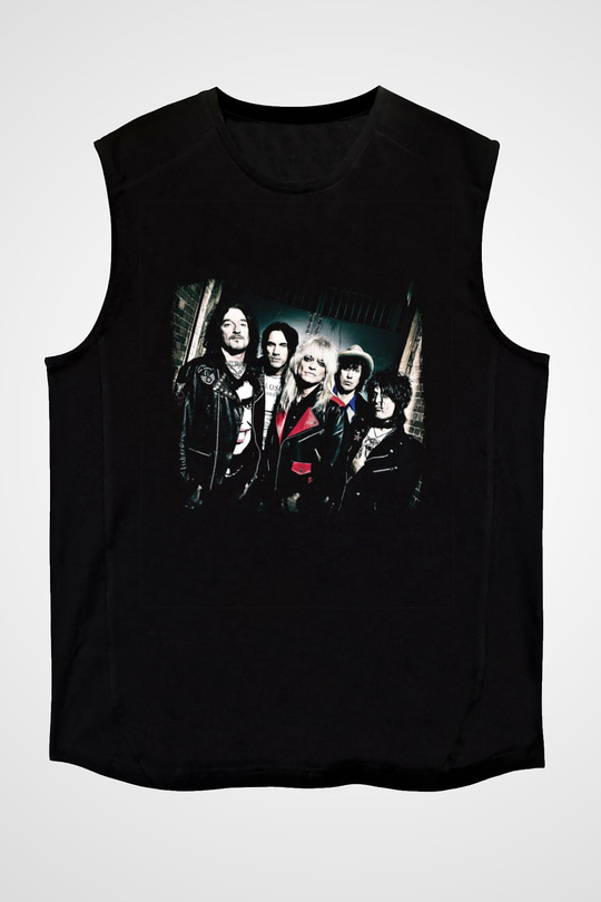 Hanoi Rocks Baskılı Unisex Siyah Kolsuz Tişört
