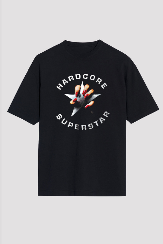 Hardcore Superstar Baskılı Unisex Siyah Oversize Tişört
