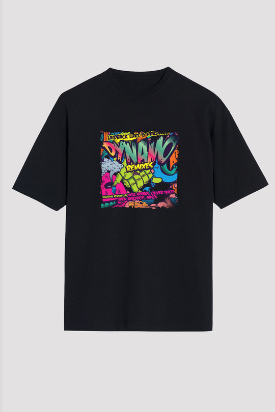 Hardwell Baskılı Unisex Oversize Siyah Tişört