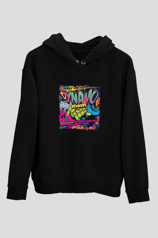 Hardwell Baskılı Unisex Siyah Hoodie