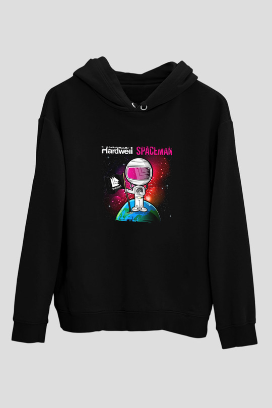 Hardwell Baskılı Unisex Siyah Hoodie