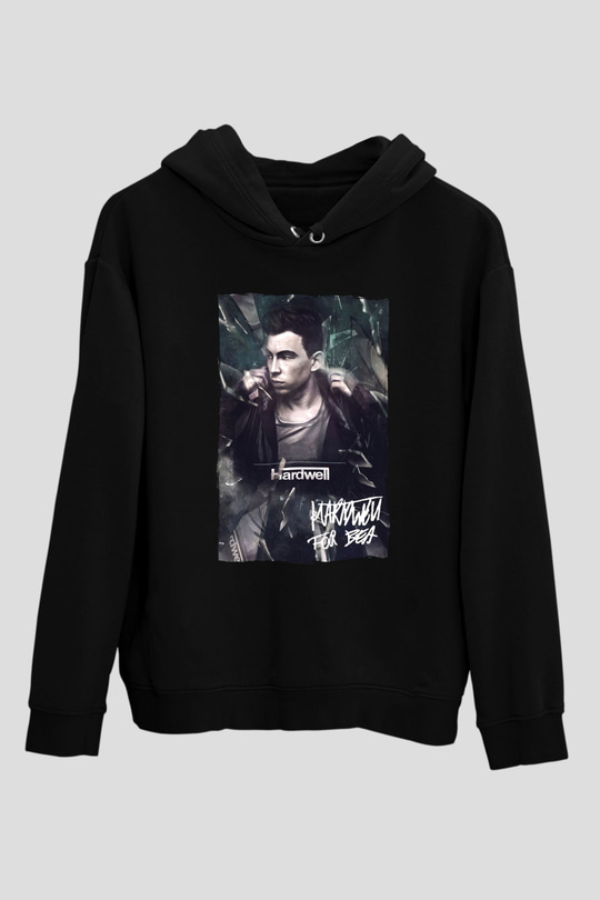 Hardwell Siyah Unisex Kapüşonlu Sweatshirt