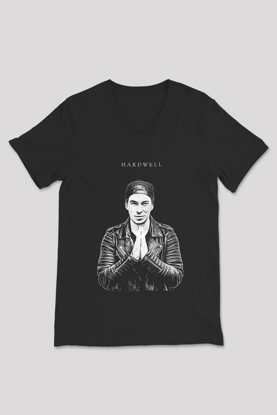 Hardwell Siyah Unisex V Yaka Tişört