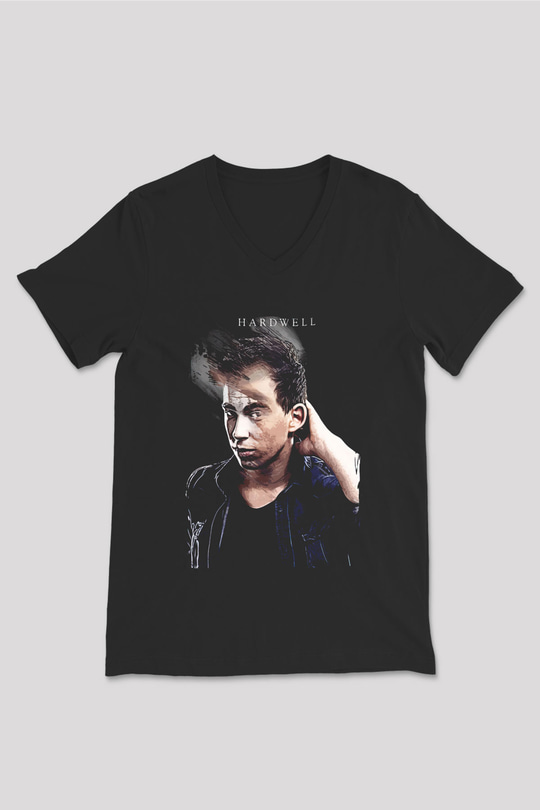 Hardwell Siyah Unisex V Yaka Tişört