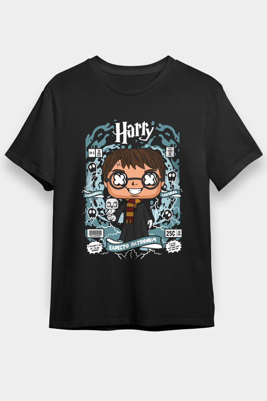 Harry Baskılı Unisex Siyah Tişört