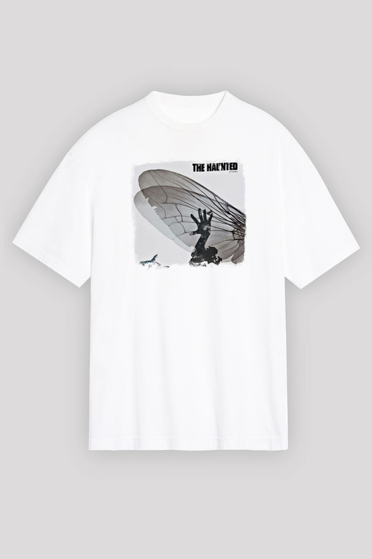 Haunted (The) Baskılı Unisex Beyaz Oversize Tişört