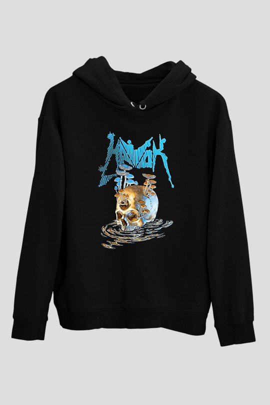 Havok Baskılı Unisex Siyah Kapüşonlu Sweatshirt