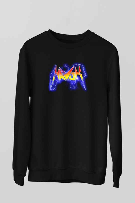 Havok Baskılı Unisex Siyah Sweatshirt