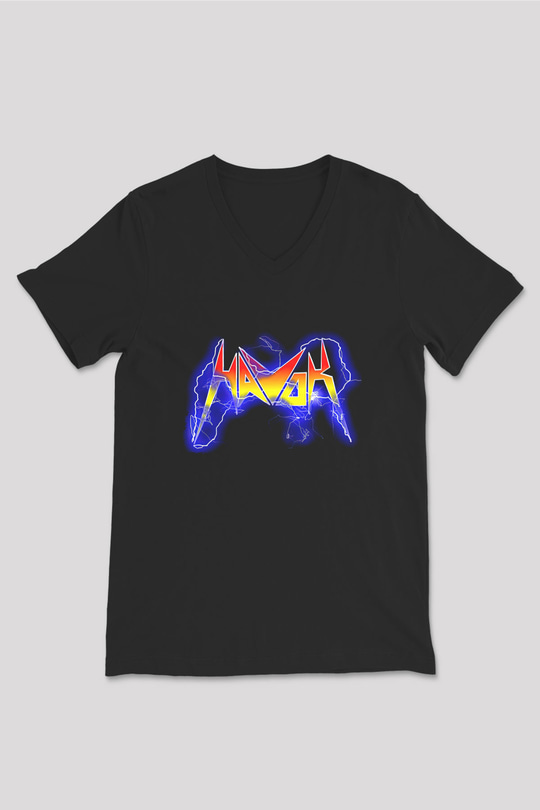Havok Baskılı Unisex Siyah V Yaka Tişört - Tshirt