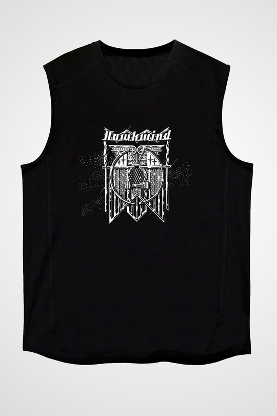 Hawkwind Baskılı Unisex Siyah Kolsuz Tişört
