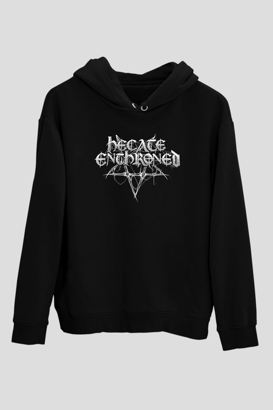 Hecate Enthroned Baskılı Unisex Siyah Kapüşonlu Sweatshirt