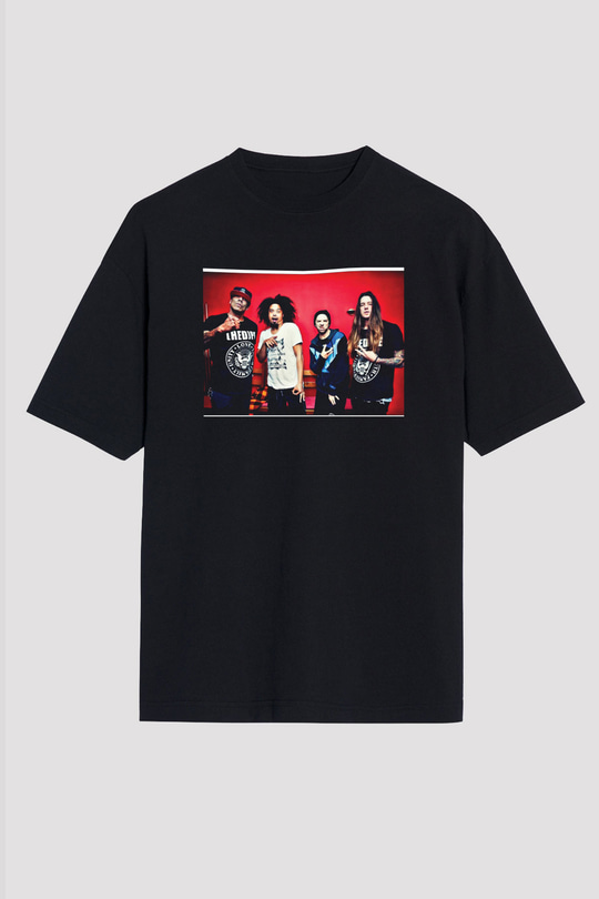 Hed PE Baskılı Unisex Siyah Oversize Tişört