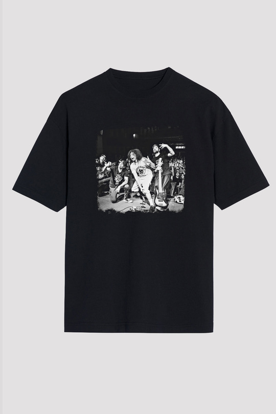 Hed PE Baskılı Unisex Siyah Oversize Tişört