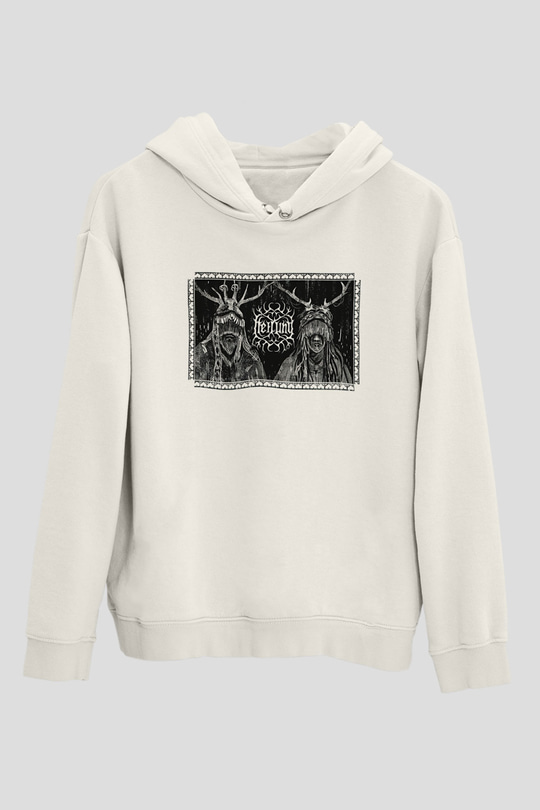 Heilung Baskılı Beyaz Unisex Kapüşonlu Sweatshirt
