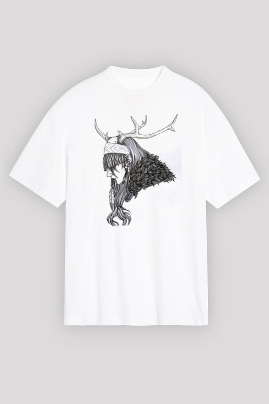 Heilung Baskılı Beyaz Unisex Oversize Tişört - Tshirt