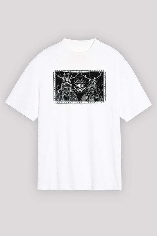 Heilung Baskılı Beyaz Unisex Oversize Tişört - Tshirt