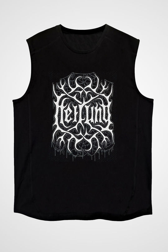 Heilung Baskılı Unisex Siyah Kolsuz Tişört - Tshirt