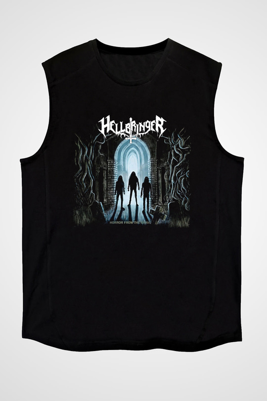 Hellbringer Baskılı Unisex Siyah Kolsuz Tişört - Tshirt