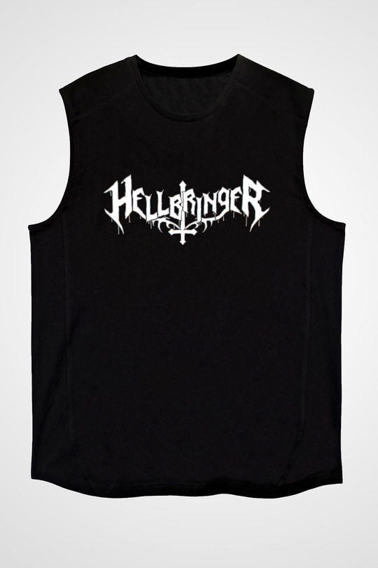 Hellbringer Baskılı Unisex Siyah Kolsuz Tişört - Tshirt
