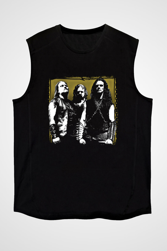 Hellhammer Baskılı Unisex Siyah Kolsuz Tişört