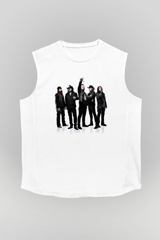 Hellyeah Baskılı Unisex Beyaz Kolsuz Tişört