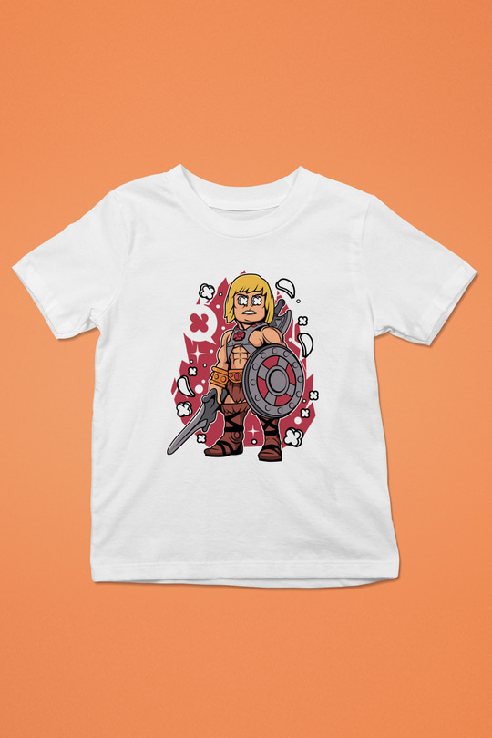 Heman Baskılı Unisex Beyaz Çocuk Tişört