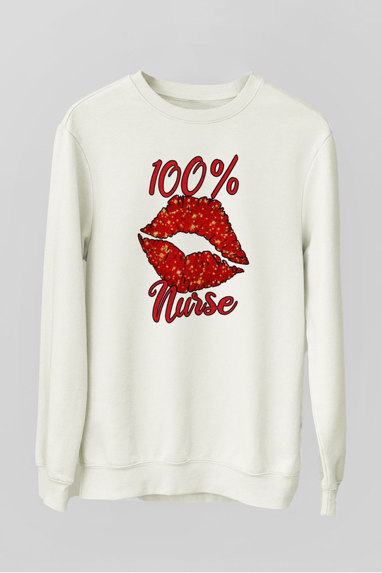 Hemşire Beyaz Unisex Sweatshirt