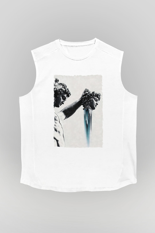 Heykel Baskılı Unisex Siyah  Kolsuz Tişört