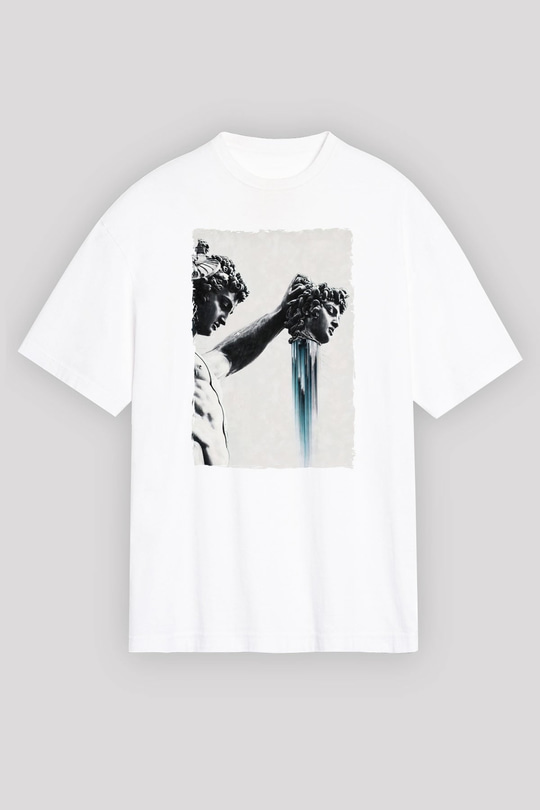 Heykel Baskılı Unisex Siyah Tişört
