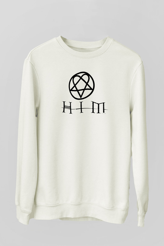 HIM Beyaz Unisex Sweatshirt